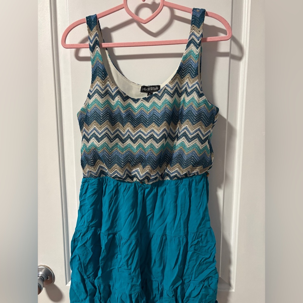 As U Wish Teal and Multicolor Chevron Camisole